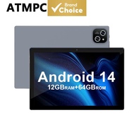 10,,12GB+64GB,6000mAh,2.4G WiFi5.2 Tablet Kanak-Kanak 10 inci ATMPC, tablet Android, sistem 14, memo