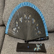 Anna Sui 藍黑色蝴蝶扇子&amp;刺繡收納袋