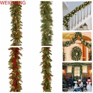 WEICHENG Artificial Pine Tree Decor, 180cm/6 Feet Green Christmas Garland, Bendable Pine Cone Berry 
