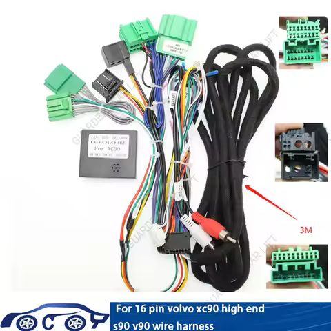 For Volvo XC90 High End S90 V90 Cable Car 16Pin Wiring Harness Adapter Canbus Box Decoder Android Ra
