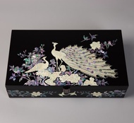 螺鈿鑲嵌高級太陽眼鏡收納架 墨鏡收納 木製首飾盒 孔雀紋