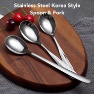 Stainless Steel Korean Style Spoon & Fork/ Garfu & Sudu Style Korea (Big/Medium/Small Spoon & Fork)