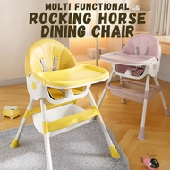 Multifunctional Rocking High Chair Adjustable Table and Foldable with Wheels for Kids by WISHLAND