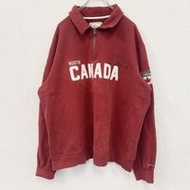 二手 Roots Canada 半拉鍊衛衣，RED， XL 碼
