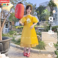 Thoc Bi girls' ao dai, CNY ao dai, modern tafta ao dai with skirt for children 12-38Kg TH424