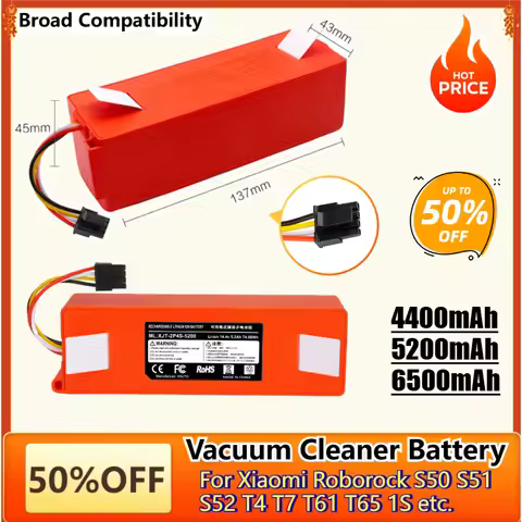 Robot Battery 14.4V for Xiaomi 1S Roborock S5 S6 S7 Max S50 S51 S52 S60 S65 S70 S75 T60 T61 T65 T4 T