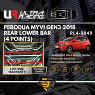 Ultra Racing Safety Bar Perodua New Myvi Baru 2018 Gen3 M800 Rear Lower Bar 4 Points Car Suspension 