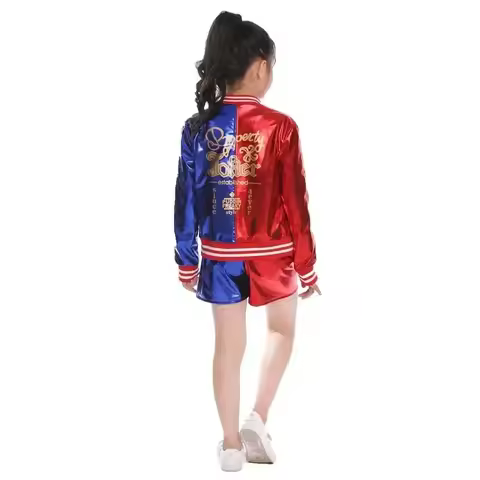 Girls Harley Squad Monster Shirt Quinn Costume Printed Jacket Shirt Pants Gloves Suicide Quinn Cospl