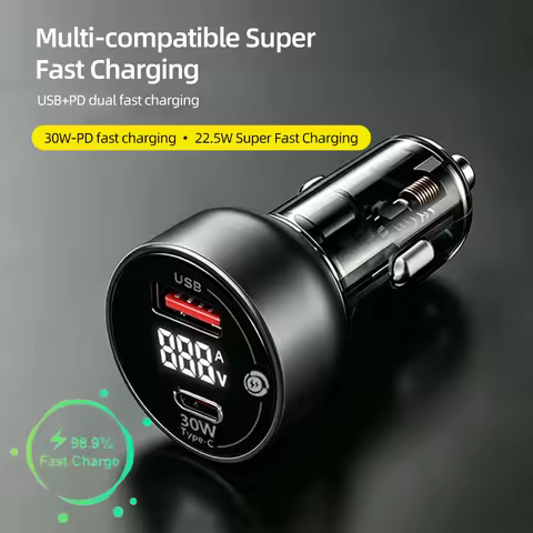 2 Port USB Car Charger 55W PD Super Fast Charger For iPhone 14 Pro Max 13 12 11 Samsung S23 S22 12-2