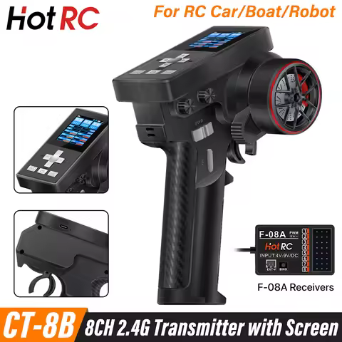 NEW HotRC CT-8B 8CH Radio Transmitter 2.4GHz with F-08A Receiver For RC Car Boat Robot