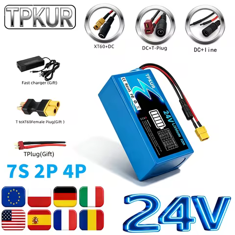 24V 7S 2P 4P 6Ah 12AH lithium battery pack 18650 rechargeable battery suitable for electric scooters