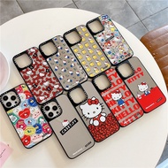CASETiFY Mirror Case【Hello Kitty 1.0 sticker bow】IPhone Case For iPhone 15 Pro MAX 12 13 14 Pro MAX Cartoon Side letter Impact Resistant Silicone Phone Cover Soft TPU Casing