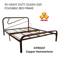 GT9021F Copper 3V Heavy Duty Queen Size Foldable Bed Frame Powder Coating Metal Steel