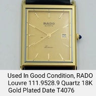 Jam Tangan RADO Louvre Quartz 18K Gold Plated Date Original Swiss