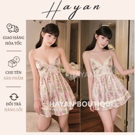 HT300 sexy floral silk nightgown with v1 slit with PADDING, high quality pajamas with comfortable fl