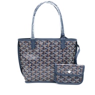 Goyard Navy Blue Goyardine Canvas and Chevroches Calfskin Anjou Mini Bag