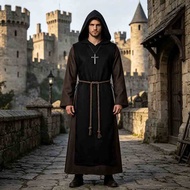 Medieval Retro Father Robe Monastic Costume Bishop Wizard Monk Clothes
