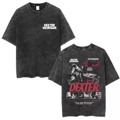 90s Vintage TV Play Dexter Morgan The Devil in Disguise Washed T-shirt Men Women Casual Cotton T Shi