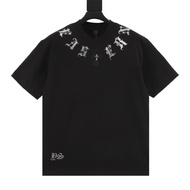 Chrome Hearts Men Women Plus Size Short-Sleeved Couple Style Solid Color Daily Spring Autumn High-En