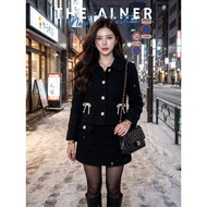 Thealner-AN627 (Black Shirt Set With Collar Long Sleeves + Skirt)