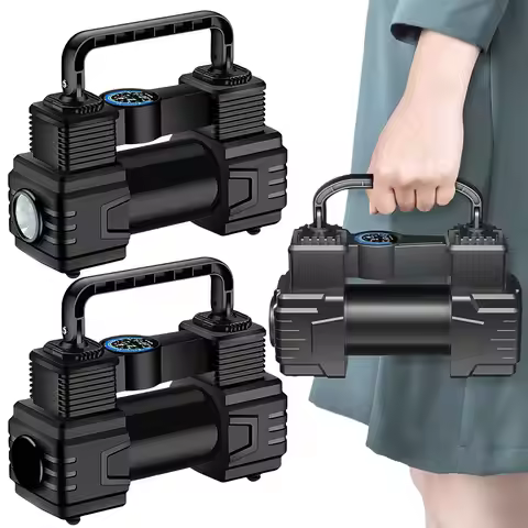 Car Tire Pump Portable Auto Air Pump with LED Light 12V Electric Car Tire Inflator Vacuum Tire Pump