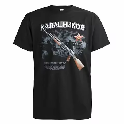 Retro Soviet Kalashnikov AK-47 Assault Rifle T-Shirt 100% Cotton O-Neck Summer Short Sleeve Casual M