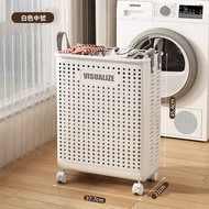 中型-帶輪折疊髒衣籃 家用洗衣籃 儲物大收納筐 髒衣簍 可移動陽台衛生間髒衣服收納籃 可折疊式污衣籃 雜物雜誌玩具收納箱 髒衣籃 浴籃 收納桶