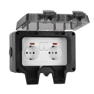 (PQAT) Waterproof Socket Outdoor Wall Power Socket IP66 Waterproof Weather Dust Proof Sockets for Ga