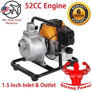 52CC Gasoline Water Pump Petrol 40MM 2-Stroke Engine Pump Air Heavy Duty Mesin Sudut Air