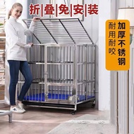ST/💟Dog Cage Large Dog Cage Outdoor Large Stainless Steel Dog Cage Folding Fence Cat Pet Dog Supplies Large Dog Cage UYV