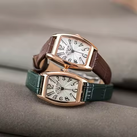 Retro Classic Small Rectangle Women's Watch Japan Mov't Lady Hours Fine Fashion Real Leather Bracele