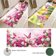 3D Butterfly and Flowers Soft Flannel Area Rug Kitchen Runner Rug Bathroom Floor Mats