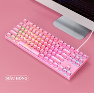 Bàn phím giả cơ SHIPADOO K87 nút tròn với thiết kế mini nhỏ gọn có đèn led 7 màu cực đẹp (màu hồng)
