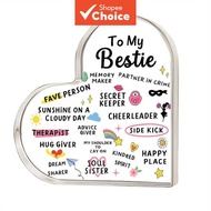 Colorful Best Friend Quotes & Memories Clear Acrylic Gift - Heart-Shaped Bestie Friendship Keepsake 