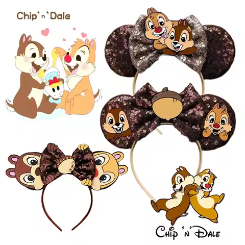 Mickey Mouse Chip 'n' Dale Headands Women Cosplay Squirrel Hairband For Girls Kid Pinecone Bow Hair 