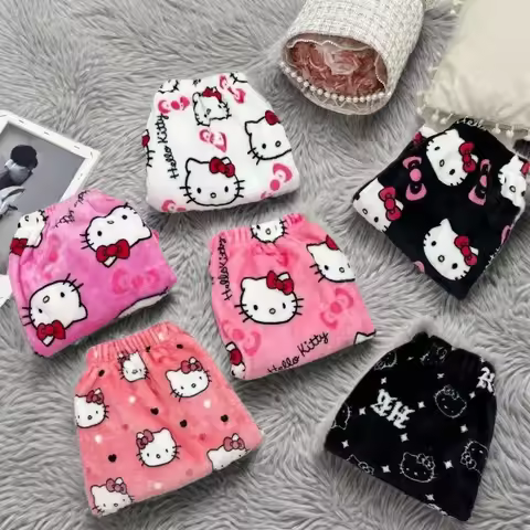 New Sanrio Hello Kitty Y2K Plush Shorts Pants Summer Athletic Shorts Pants Flanella Cartoon Soft Wom