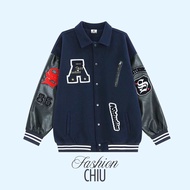 áo khoác varsity áo bomber chữ A chất dạ dày dặn phối tay da cao cấp áo khoác bóng chày chất dạ phối
