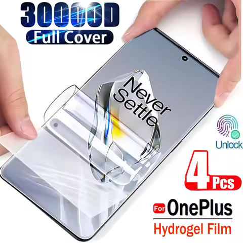4PCS Hydrogel Film For OnePlus 12 12R 11 10T 9RT 10 8 Pro 8T Screen Protector For OnePlus Nord 2T CE