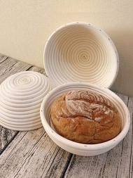 1入組麵包打樣籃套裝，橢圓形藤籃，帶麵包金屬片 和 亞麻襯裡，用於麵包製作烘焙發酵，打樣套裝，完美打樣籃，用於製作漂亮麵包，圓形