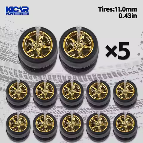 1/64 5 Sets Detachable Rubber Slick Tires for Tomica Diecast Model Cars - DIY Refitting Replacement 