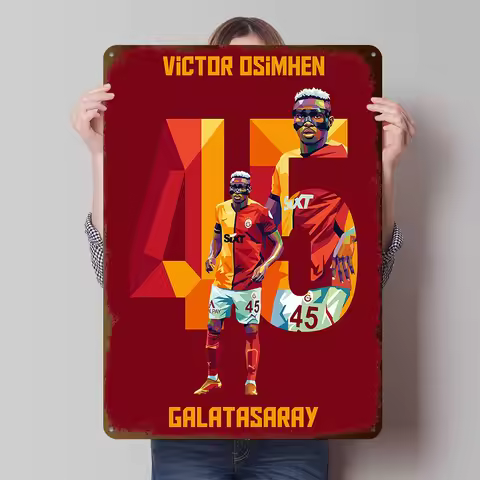 Victor Osimhen Galatasaray Pop Art Printed Poster Customized Wall Art Retro Vintage Metal Tin Signs 
