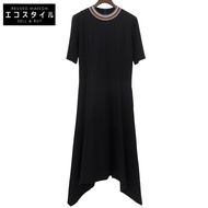 Paul Smith 女士短袖喇叭連身裙，羅紋領，黑色，M 碼 (245102) 24AW