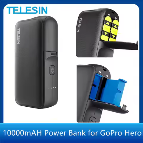 TELESIN Power Bank for GoPro Hero 12 11 10 9 10000mAH with 20W PD Fast Charging Portable Battery Cha