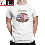 Yuru Camp Dumpling Men's T-Shirt Large Size Short-Sleeved Pure Cotton Round Neck Cartoon Pattern