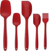 DEUSON ECOM Silicone Spatula Set 5-pcs - 446ºF Heat-Resistant Baking Spoon Spatula - Seamless One-Pi