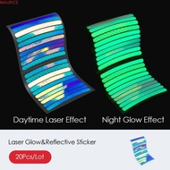 MAURICE Laser Glow-in-the-dark Sticker, Rainbow Reflective Laser Glow Rainbow Reflective Sticker, Rim Sticker Rainbow Luminous Laser Bicycle Reflective Sticker Riding