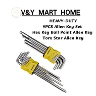 Heavy-Duty 9PCS Allen Key Set Hex Key Ball Point Allen Key Torx Star Allen Key