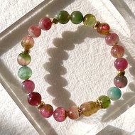 彩虹色系 貓眼雀色西瓜可愛貔貅碧璽手鏈 天然水晶設計手鏈