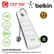 BELKIN BSV804SA2M 8 UK PLUGS + 2 USB EXTENSION SOCKET SURGE PROTECTOR SOCKET PLUG WITH SIRIM APPROVE