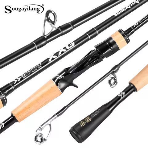 Sougayilang 1.8m Full Carbon Fishing Rod Reinforced Tip Solid Wood Handle 7-14lb Line Wt. Spinning C